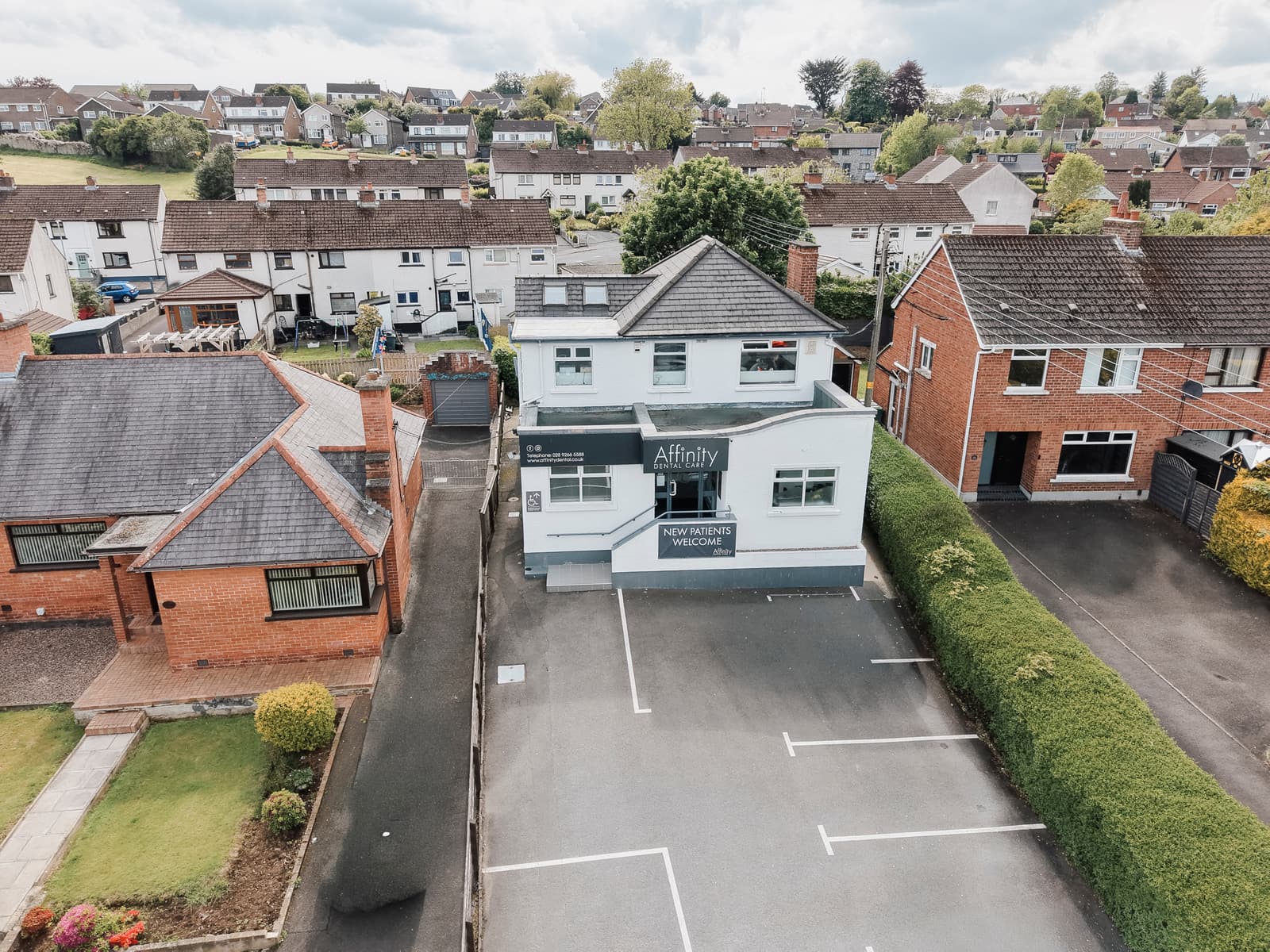 Aerial view of the practice and car park